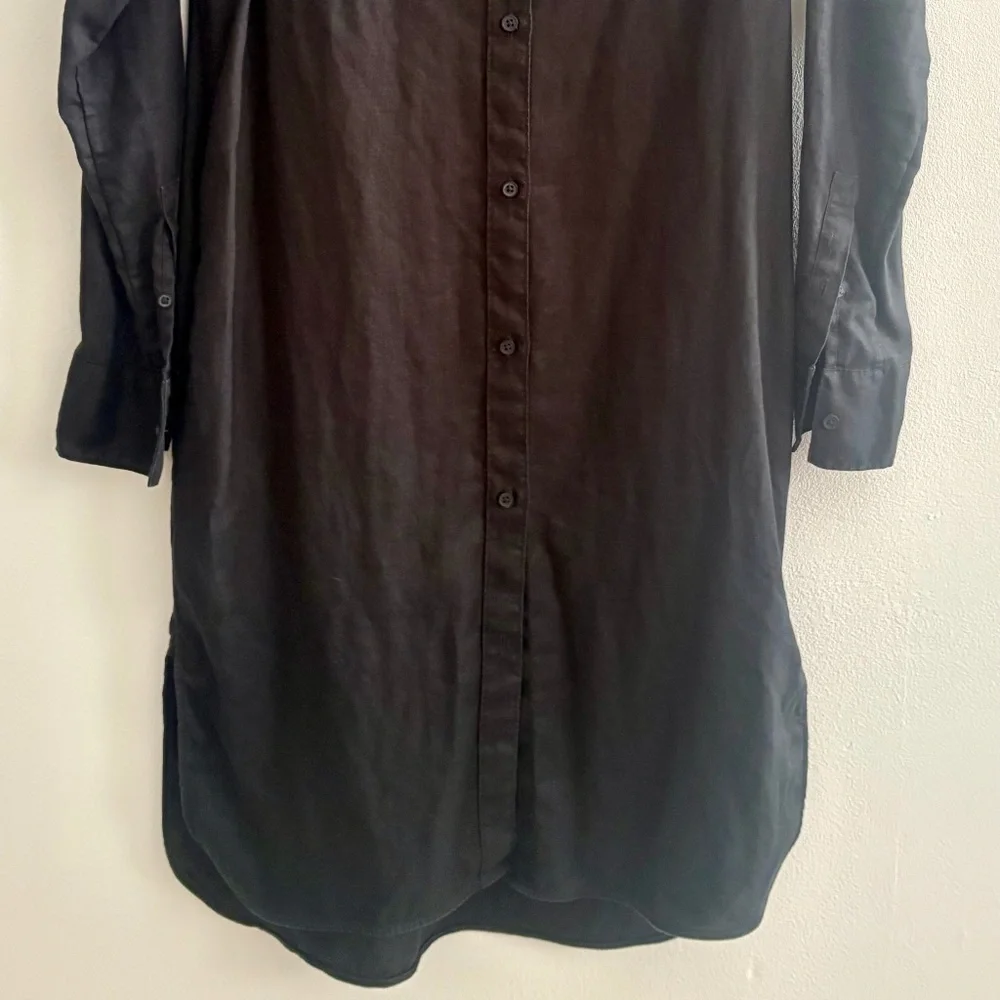 Everlane Black 100% Linen Button Shirt Dress XXS - Picture 4 of 15